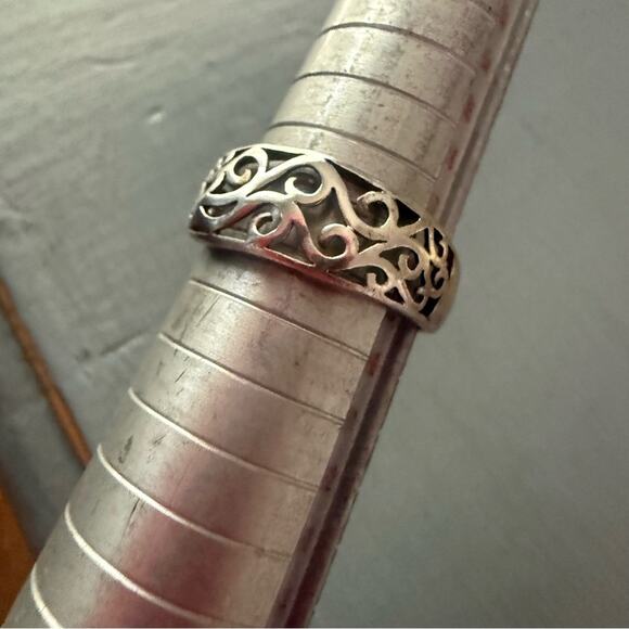 NF 925 Sterling Silver Scroll Ring Size 8.5 - Picture 11 of 13